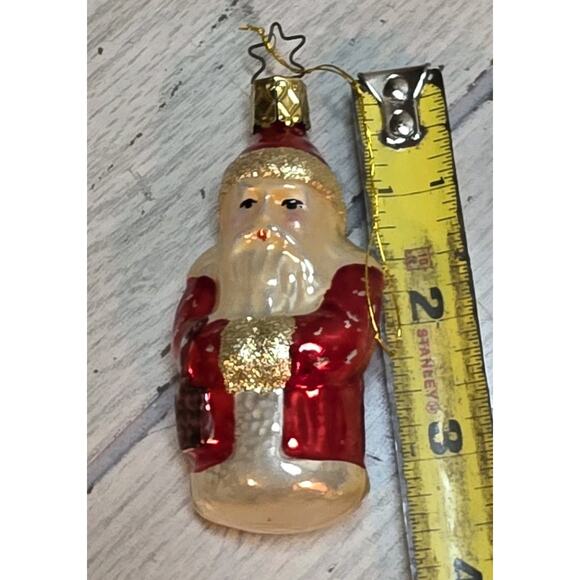 Vtg Blown Glass Santa Ornament Marked West Germany Christmas Holiday 3" - Picture 4 of 5